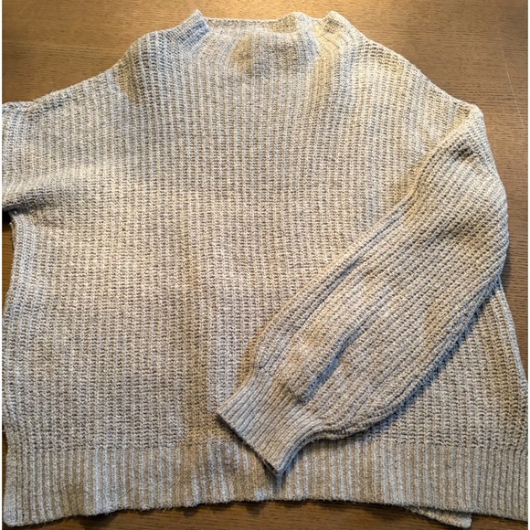 Rachel Zoe Sweaters - Rachel Zoe Womens Light Blue Grey Mock Neck Balloon Sleeve Chunky Knit Sweater L